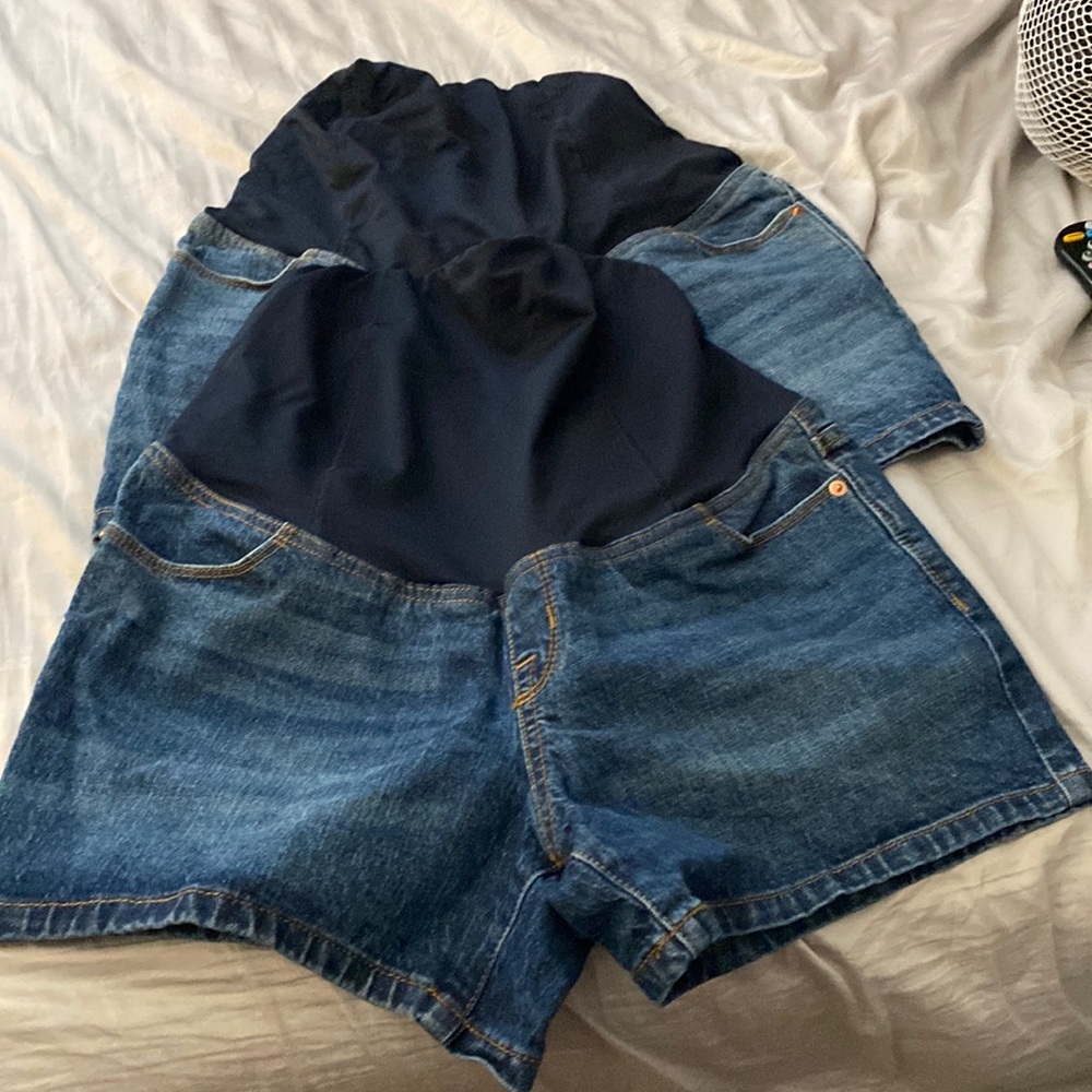 Over the belly Midi Maternity Jean Shorts Isabel Maternity- by Ingrid and Isabel